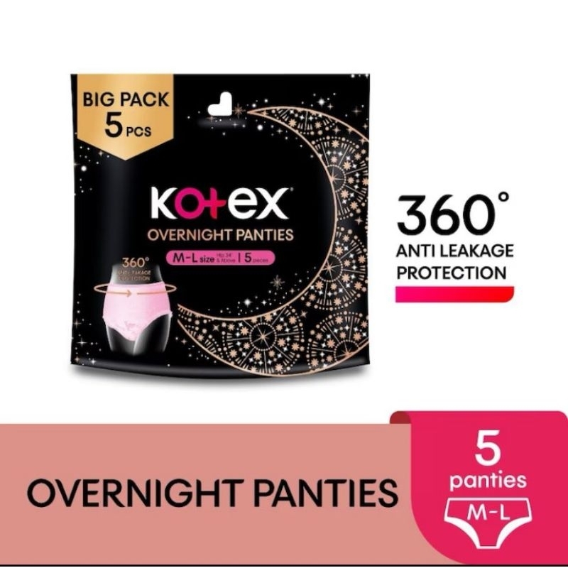 ผ้าอนามัยกางเกงใน Kotex Overnight Panties M-XL size Big Pack (5 pcs)