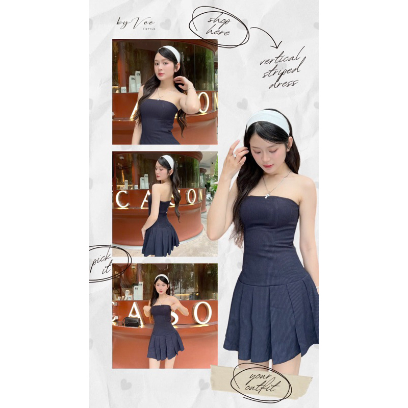Navy Blue Smocked Dress