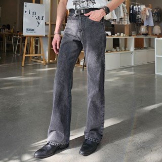 Golden Zebra Jeans กางเกงยีนส์ชายแฟชั่นขากระบอกใหญ่ฟอกเทาดำ …