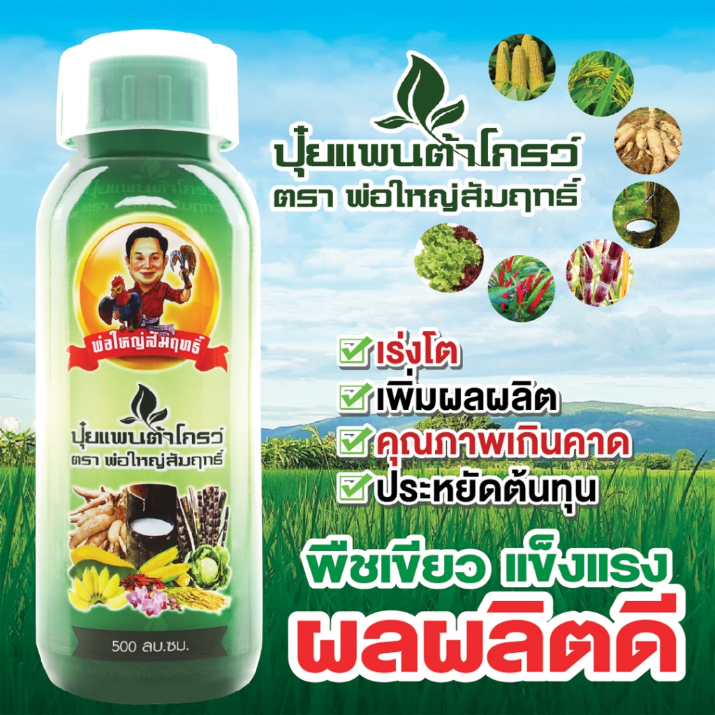 บำรุงพืช พืชแข็งแรง ใบเขียว ปุ๋ยน้ำ พ้นทางใบ 500 มล. แพนต้าโกรว์ ตราพ่อใหญ่สัมฤทธิ์