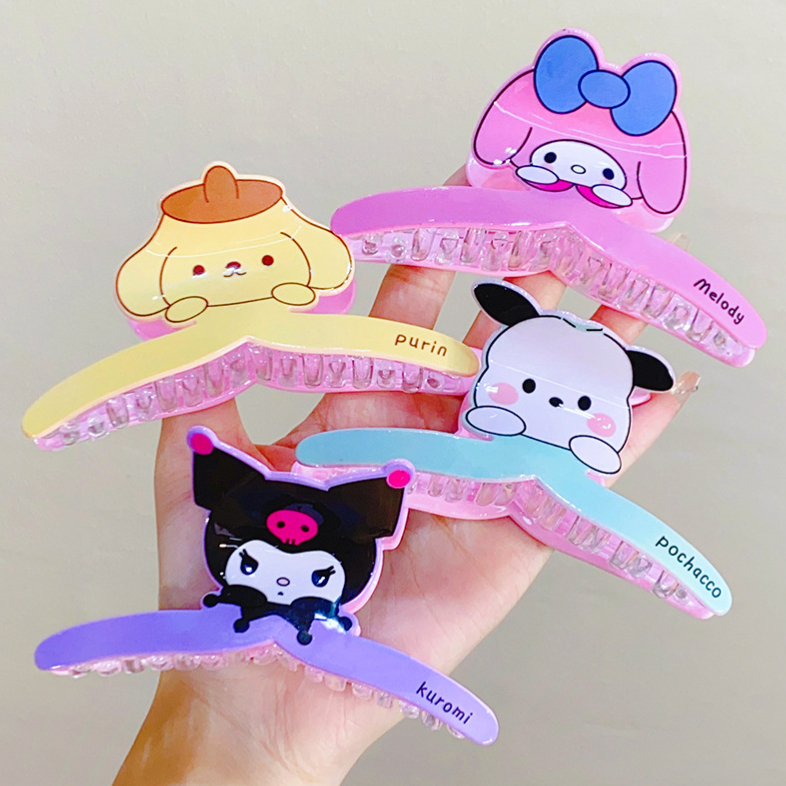 พร้อมส่ง กิ๊บติดผม ก้านเล็ก หน้าใหญ่ รวบได้ทั้งหัว งานอะคริลิค Sanrio กิ๊บหนีบผม ขนาด 12 ซม.