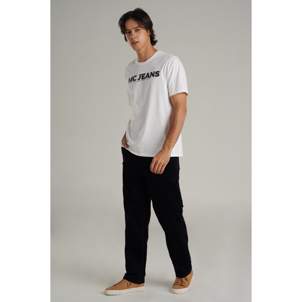 Mc jeans เสื้อยืดแขนสั้นผู้ชาย คอกลม สีขาว MTSZB52-2