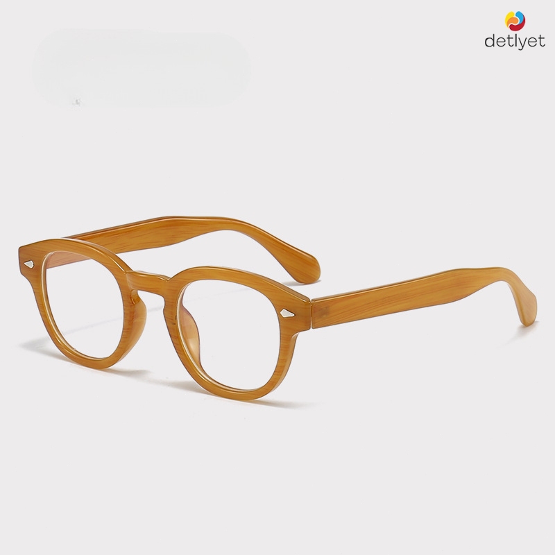 COD แว่นกรองแสงสีฟ้ากรอบกลมย้อนยุคแฟชั่นสไตล์เกาหลีป้องกันแสงสีฟ้าเรียบง่ายแว่นตาสำหรับผู้ชายและผู้หญิง-detlyet