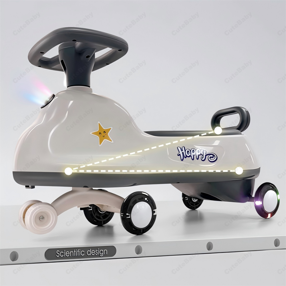 Beige รถขาไถ รถดุ๊กดิ๊ก รถเสริมทักษะ รถเด็กนั่งได้ รถเด็กเล่นถูกๆ มีเสียงเพลงและล้อมีไฟสวยงาม - รูปที่ 3