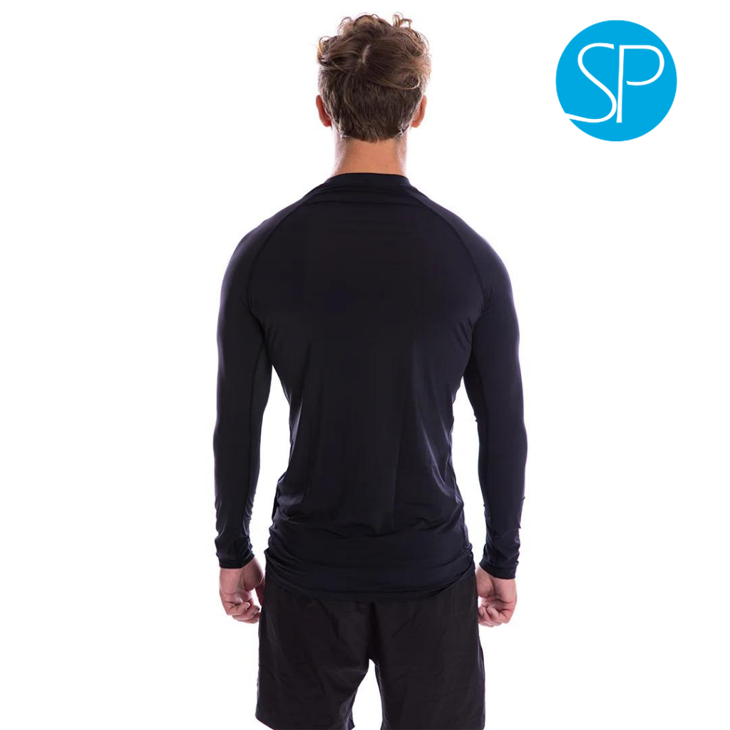 SParms เสื้อรัดรูปกันแดดแขนยาวคอกลม กันรังสี UV 99.8% สำหรับผู้ชาย - สีดำ — صورة 5