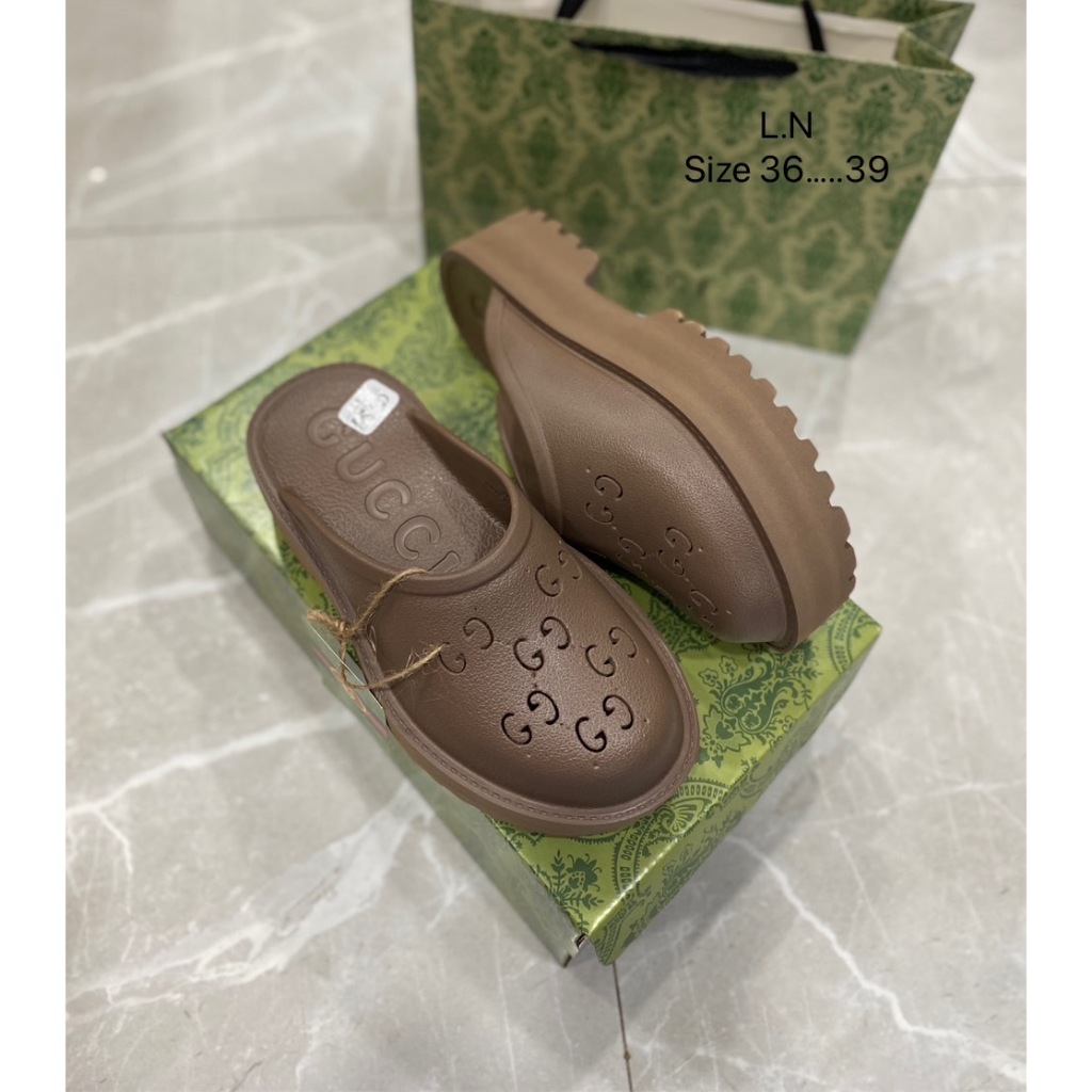 🌈จัดโปรลด50🌟G-U-C-C-I Mules รองเท้าแตะผู้หญิง เสริมส้น5CM นุ่มใส่สบาย 📸