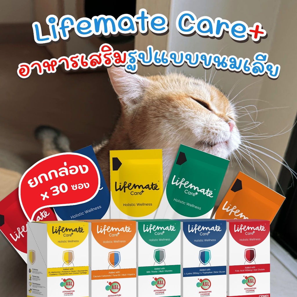 【ยกกล่อง】Lifemate Care อาหารเสริมในรูปแบบขนมแมวเลีย เลียอร่อย บำรุงสุขภาพ (สุนัขและแมว) ไม่เติมเกลือ