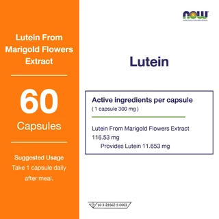 Now Foods Lutein 10 mg 60 Softgels นาวฟู้ดส์ ลูทีน สารสกัดจากดอกดาวเรือง 10 มก. 60 ซอฟเจลล์