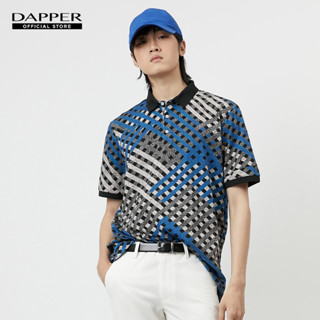 DAPPER เสื้อโปโล Modern Check Print สีฟ้า (KPN1/633RP)