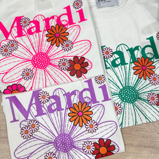 เสื้อยืดโอเวอร์ไซส์ ดอกไม้ Mardi (สกรีนสีสัน) อก 46-48" ยาว 29" ป้าย FLOWER