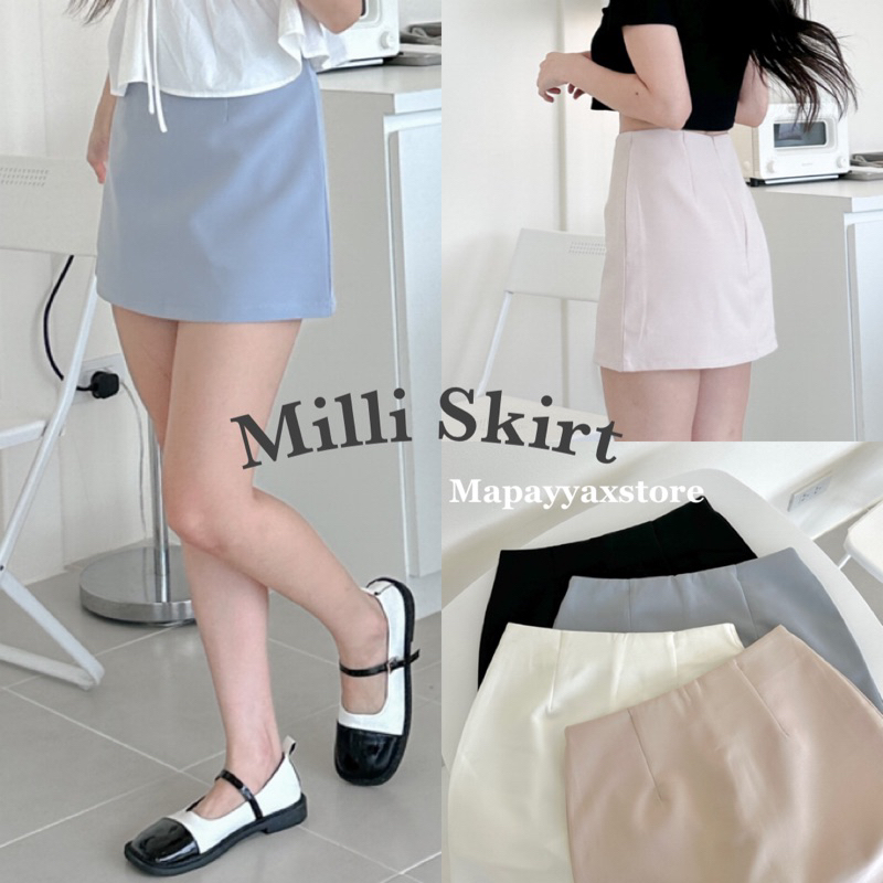 Mapayyaxstore : Milli Skirt กระโปรงซับในกางเกง ทรงสวยเอวสูงเกาหลีสุดๆ (กระโปรงรอบ)