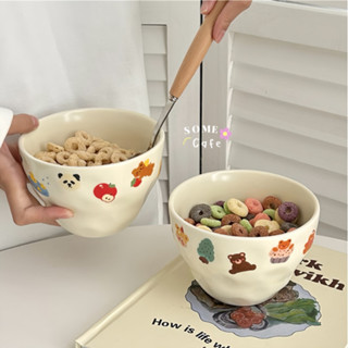 [พร้อมส่ง] 🥣 Ins cute cartoon ceramic bowl ถ้วยเซรามิก