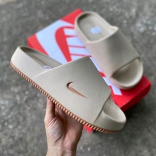 ชนShop🔥 รองเท้าแตะ NIKE CALM SLIDE 🌟ผิวหยาบ พื้นโลโก้ มีป้าย รองเท้าแตะพื้นสูง 🌟รุ่นใหม่ นิ่มมาก