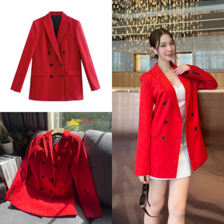 Lalisa999 ราคาถูกที่สุด!! VARINDA 129 Blazer ทรง  oversize แดง