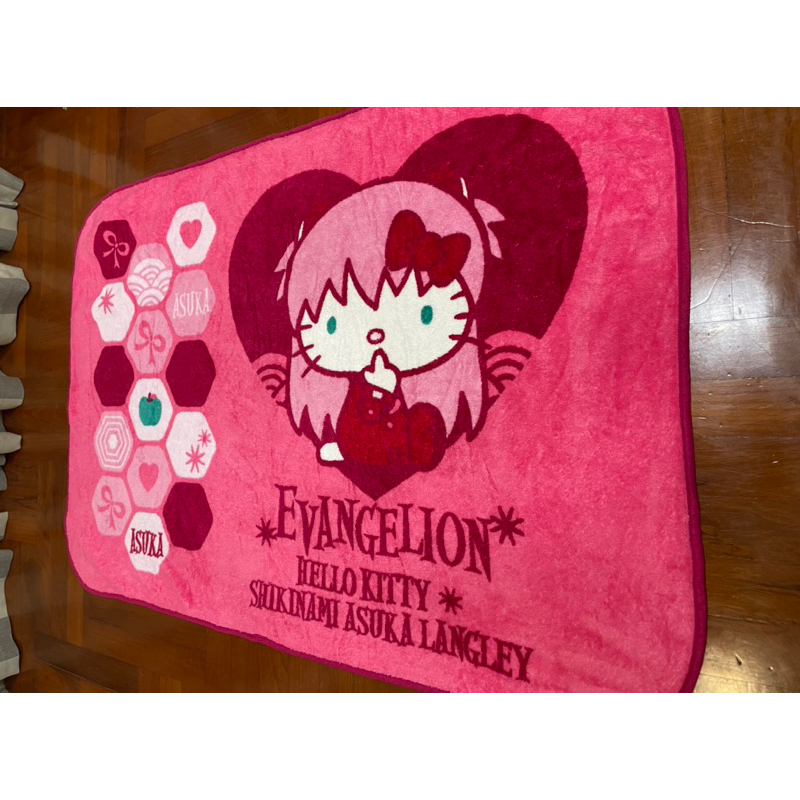 ผ้าห่ม ขนนุ่ม Evangelion Hello Kitty Shikinimi Asuka Langley Blanket คิตตี้ 70 x 100 cm.