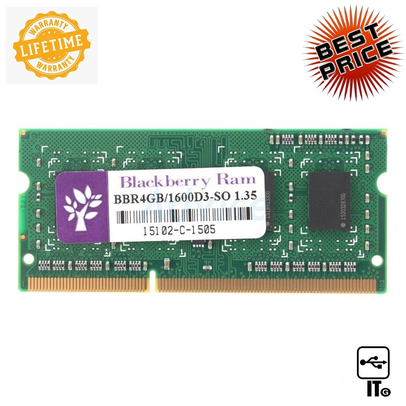 RAM DDR3L(1600, NB) 4GB BLACKBERRY 8 CHIP แรม ประกัน LT. NOTEBOOK DDR3