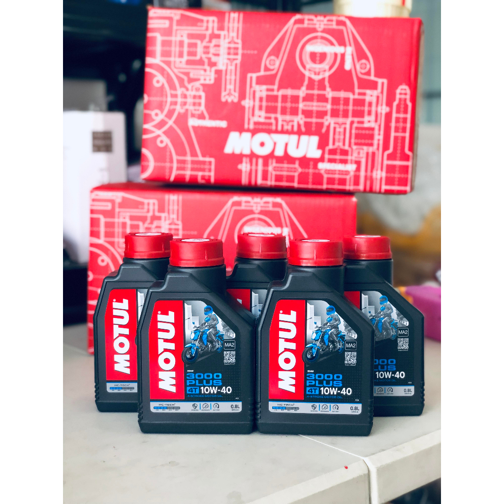 Motul 3000 Plus 10W-40 ชุด 5 ขวด ( ถูกกว่าขวดเดียว 50 บาท ) ขนาด 0.8 ลิตร