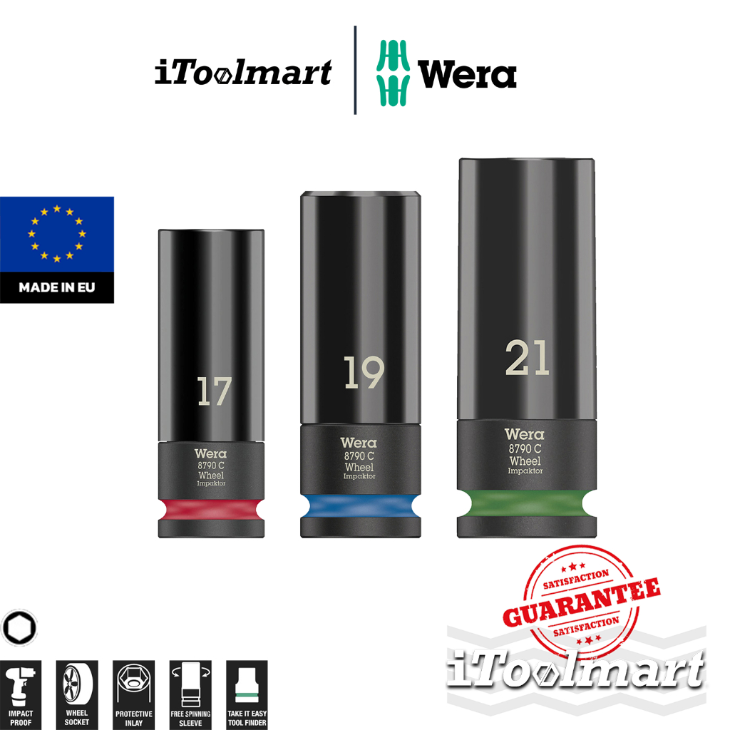 WERA ลูกบล็อก รุ่น 8790 C ขนาด 1/2 นิ้ว Wheel Impaktor มีเบอร์ให้เลือก 17 , 19 , 21