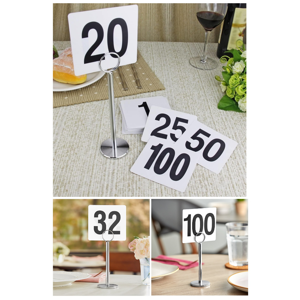 ป้ายหมายเลขโต๊ะPVC เบอร์โต๊ะ 1-25 /26-50/1-100 Table Numbers Set