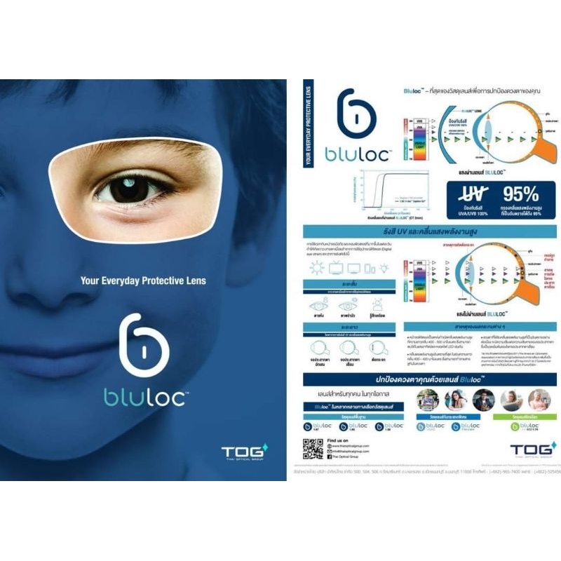 เลนส์1.50Blulocนวัตกรรมใหม่บลูใสสีไม่เพี้ยนเลนส์คุณภาพ TOGป้องกันแสงสีน้ำเงิน