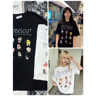 เสื้อยืดลายรวมน้องหมา Workout 🐕ป้าย its me basic