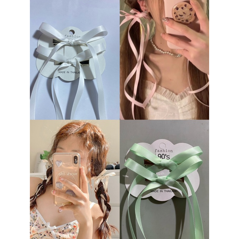พร้อมส่งจากไทย กิ๊บริบบิ้นยาว มี30 สี
