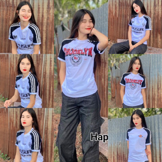 เสื้อวินเทจสโลบสั้น แขน2แถบ