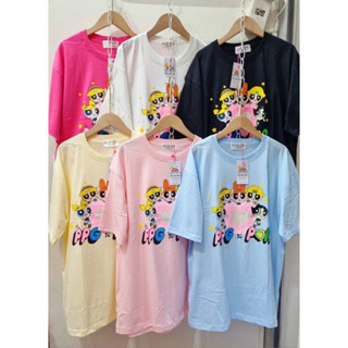 🍒เสื้อยืด oversize ลาย Power puff girls พลังสาวน้อย💓🌈 ป้าย it’s my day ผ้า cotton 100%