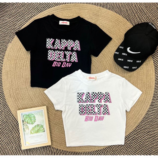 🔥( พร้อมส่ง)🔥เสื้อครอปแขนสั้น สกรีน kappa