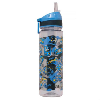 Smiggle Plastic Drink Bottle 650ML ขวดน้ำสมิกเกอร์ ลาย เกมส์กด ฟ้า พร้อมส่งในไทย