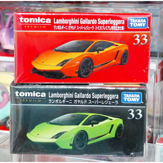 CLT โมเดลรถโทมิก้าขนาดเล็ก 7.0 ซม 🧩 Tomica Premium No.33 Lamborghini Gallardo Super Leggera 2 กล่อง สีส้ม &amp; เขียว ใหม่