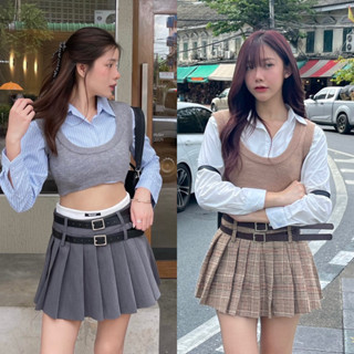 seoul short skirt กระโปรงสั้นทวิช มาพร้อมเข็มขัด 2 เส้นP018