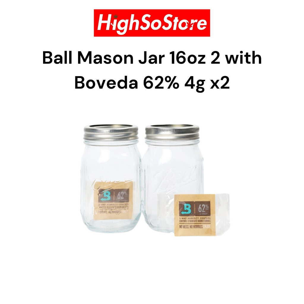 🚚พร้อมส่ง 🚚ส่งไว ซองบ่มสมุนไพร โหลแก้ว Ball Mason Jar 16oz 2 with Boveda 62% 4g x2