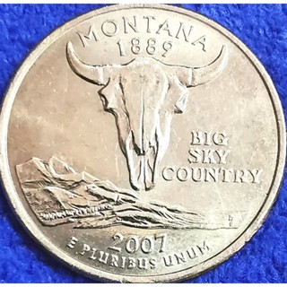 เหรียญ​ สหรัฐอเมริกา​ USA, States​Quarter, Montana, #1307L,ใช้แล้ว