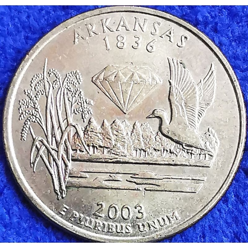 เหรียญ​สหรัฐอเมริกา​ USA, 1​ Quarter, (ชุด​State​ quarter, Arkansas), #​3068, ใช้แล้ว