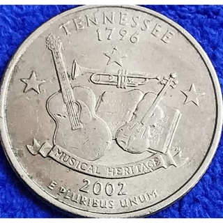 เหรียญ​สหรัฐอเมริกา USA, 1​ Quarter, (ชุด​State​ quarter, Tennessee), #​3069L, ใช้แล้ว