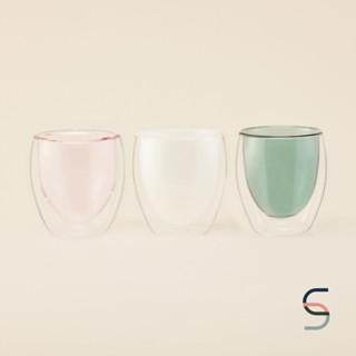 SARABARN Double Wall Coloured Glass | แก้วน้ำสีใสทนความร้อน (150ml)