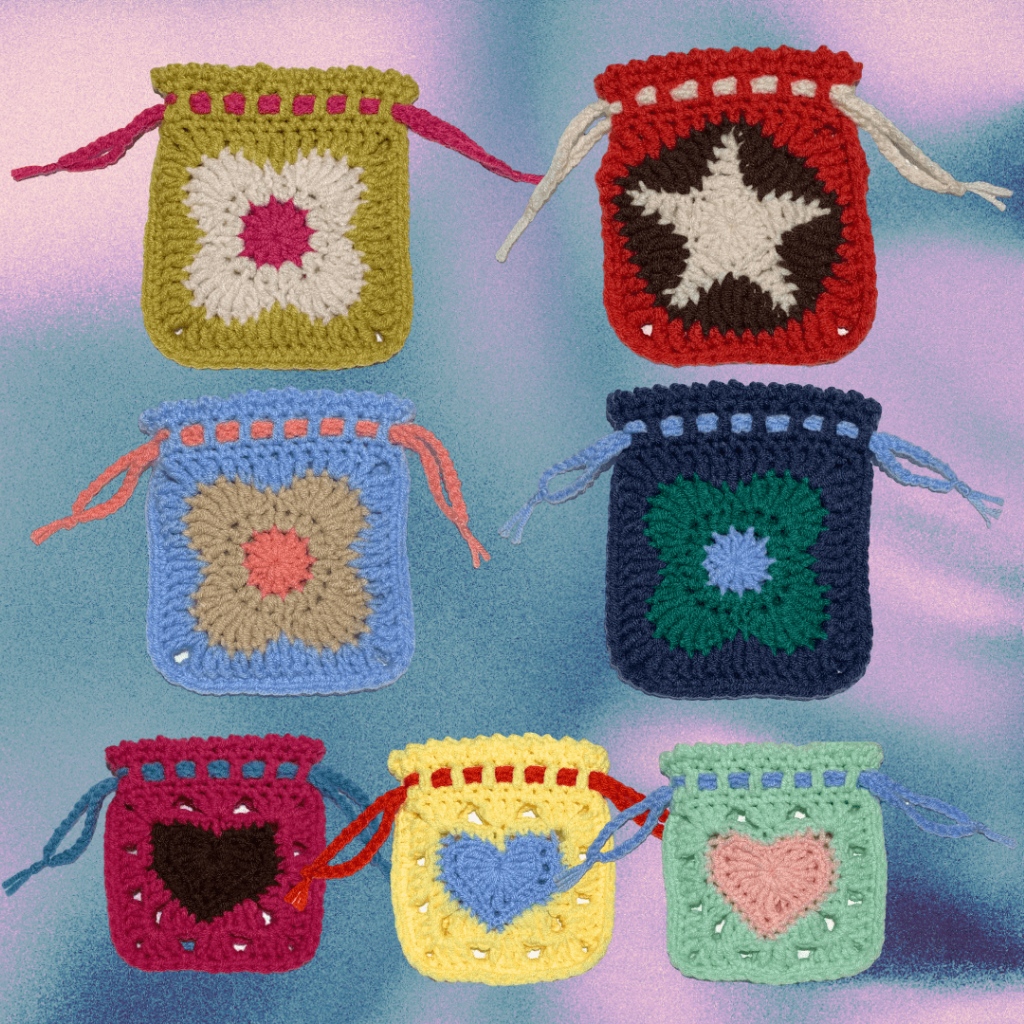 กระเป๋าถักโครเชต์ ไซส์จิ๋ว // Tiny Drawstring Pouch Crochet (Handmade)