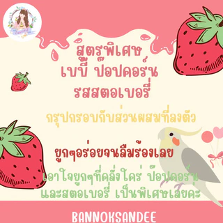 ขนมนก เบบี้ ป๊อปคอร์นรสสตอเบอรี่ มันม่วง บีทรูท ขนาดทดลอง30ml