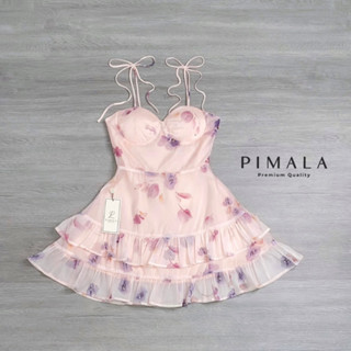pimala-เดรสสายเดี่ยวผูกโบว์ลายน่ารักมากกเป็นลายผ้าของที่ร้านเลยน้า ทรงนี้ใส่สวยฮิตมากๆระบาย2ชั้น