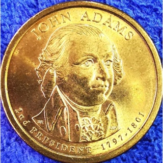 เหรียญ​สหรัฐอเมริกา​ USA, 1 Dollar, (President​ John Adams), #3082L,​ใช้แล้ว