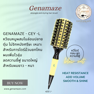 GENAMAZE - CEY L หวีขนหมูผสมไนล่อนปลายตุ่ม ไม่จิกหนังศรีษะ เหมาะสำหรับการไดร์ม้วนยกโคนผมเพิ่มโวลุ่ม ลดความชี้ฟู ขนาดใหญ่