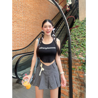 🌈MesubShop🌈เสื้อกล้ามครอป ทรงพรางหุ่นม้าก 🥞 ผ้าร่องไหมพรม เข้ารูดมากค่า ปักช่วงอก รุ่น เสื้อสปินนี่