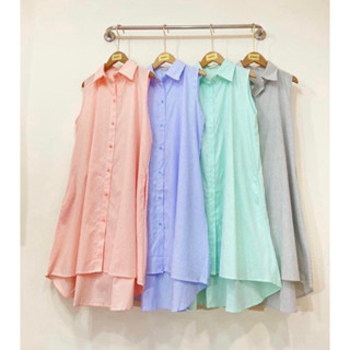 summer shirt  dress ชุดเดรสแขนกุด ลายริ้ว