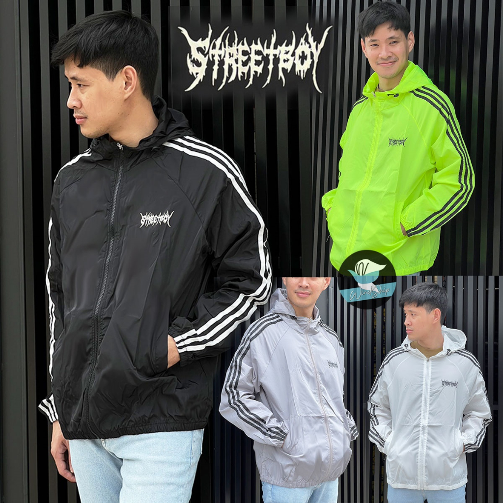 เสื้อกันหนาว STREET BOY ผ้าร่ม แถบสะท้อนแสง แจ็คเก็ตมีฮู้ด (MA7)