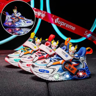 Boys sports running shoes, luminescent shoes, casual shoes, leather mesh, breathable