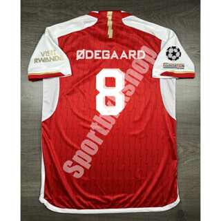 เสื้อฟุตบอล Arsenal Home อาร์เซน่อล เหย้า  2023/24 พร้อมเบอร์ชื่อ 8 ODEGAARD อาร์มยูฟ่า แชมป์เปี้ยนลีค