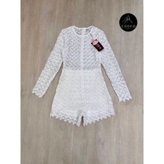 Lalisa999ราคาถูกที่สุด!! CODE-D สีขาวเสื้อตัวยาวลูกไม้แขนยาว+กางเกงขาสั้น