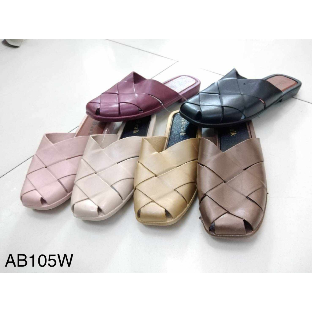 รองเท้าแฟชั่นผู้หญิงเนื้อไฟล่อนคละสี ราคาประหยัด แบบสวม AB Walk# AB105W