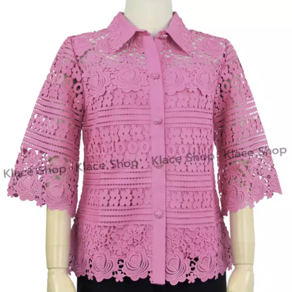 KLACES - เสื้อลูกไม้ OKI453 วันแม่ ยี่ห้อ In Ka Oil รอบอก 38 - 50 นิ้ว เสื้องานบุญ